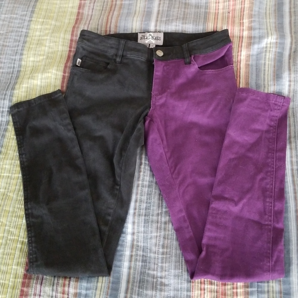 Royal Bones Purple and Black Split Leg Skinny Jean